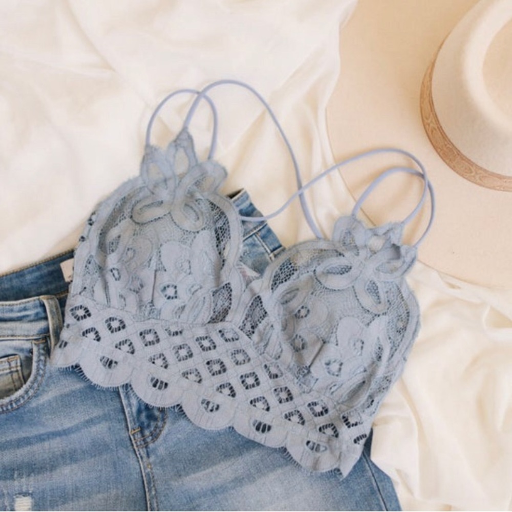 zenana lace bralette | cornflower blue | xl